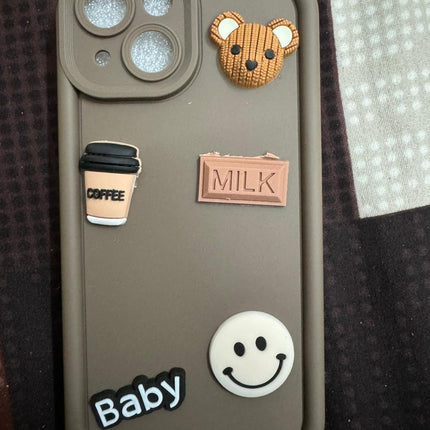 Humpy Case Cute 3D Bear Coffee Phone Case For iPhone  Soft Shockproof Protective Cover