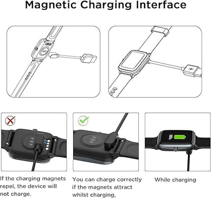 FIRE BOLTT Smartwatch USB All Type Charging Charger Compatible with Boat, Fire Boltt, Noise, Dizo, beatXP, Fast-Track & All 2 Pin Charger Watches (Cable Only)