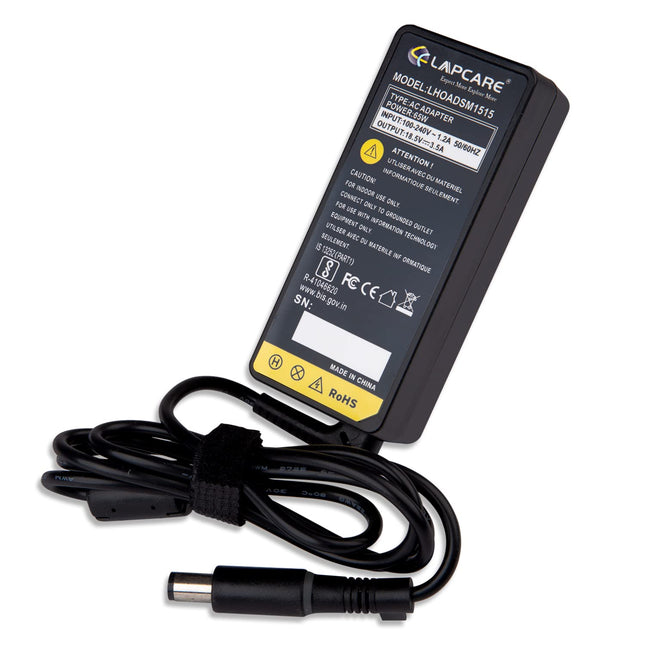 Enter BIS Certified 65W, 18.5V/3.5A, 3 Pin High-Efficiency AC Laptop Charger/Adapter for HP Laptops (Without Power Cord)