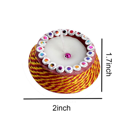 HC ® Scented Decorative Matki Diya Pack of 9 for Diwali Decoration & Puja | Upto 1.30hr Burning Time | Hand Painted Terracotta Clay Diya for Home Décor & Festive Gifting