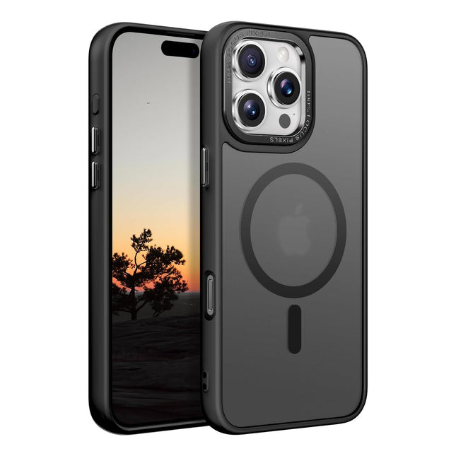 HC Shockproof Clear Hybrid Armor Compatible with MagSafe Accessories for iPhone 16 Pro Max Case, iPhone 16 Pro Max (6.9 inch) Back Cover (PC & TPU, Black Bumper)