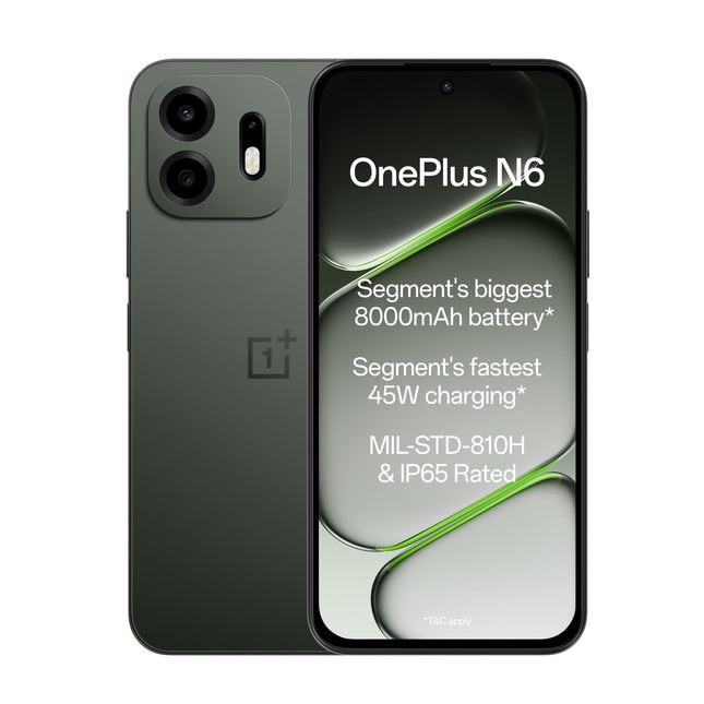 OnePlus N6 | 4GB+128GB | Midnight Green | Segment's Biggest 8000mAh Battery | Segment's Fastest 45W Charging | Smooth 120Hz Display | 50MP Camera | Military-Grade Durability