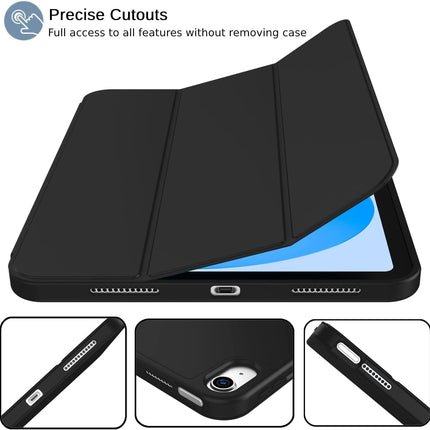 iPad (A16) 11th/10th Generation (2025/2022) [Auto Sleep/Wake Cover] [Left Side Pencil Holder] [Soft Flexible Case] Recoil Series - Black