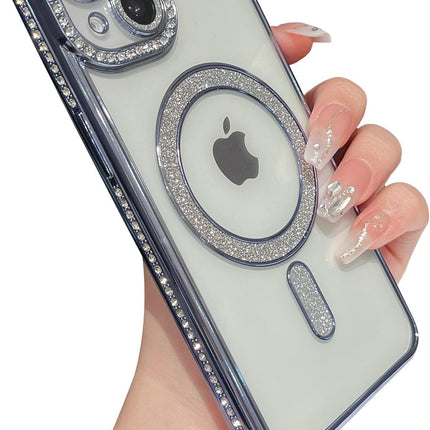 Case Compatible with iPhone Cute Soft Clear Rhinestone Diamond Glitter Cover Women & Girls Compatible with MagSaf Camera Lens Protection