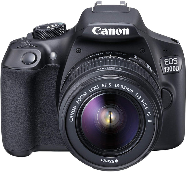Canon EOS 1300D 18MP Digital SLR Camera (Black) with 18-55mm ISII Lens, 16GB Card and Carry Case