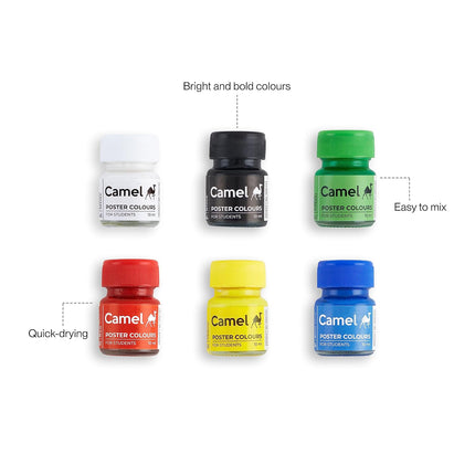 Camel Student Poster Color-10Ml Each,6 Shades,Assorted