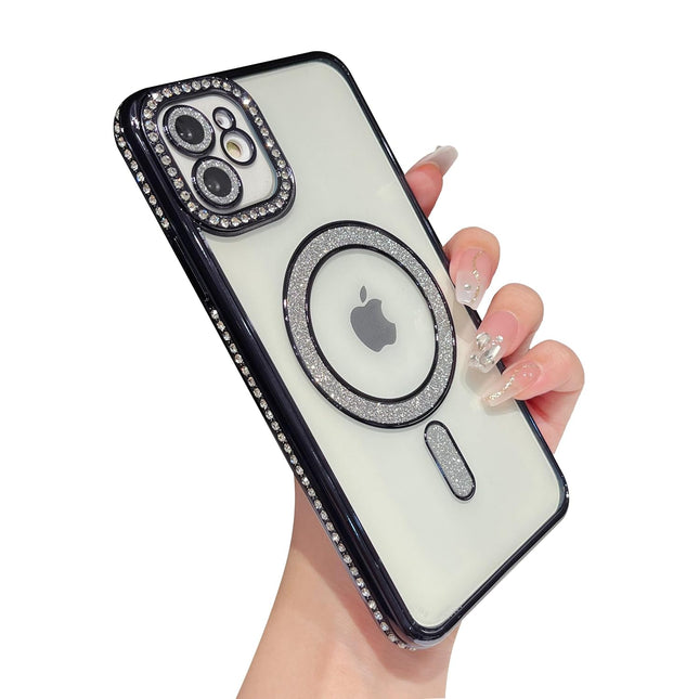 Case Compatible with iPhone Cute Soft Clear Rhinestone Diamond Glitter Cover Women & Girls Compatible with MagSaf Camera Lens Protection