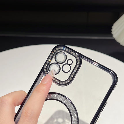 Case Compatible with iPhone Cute Soft Clear Rhinestone Diamond Glitter Cover Women & Girls Compatible with MagSaf Camera Lens Protection