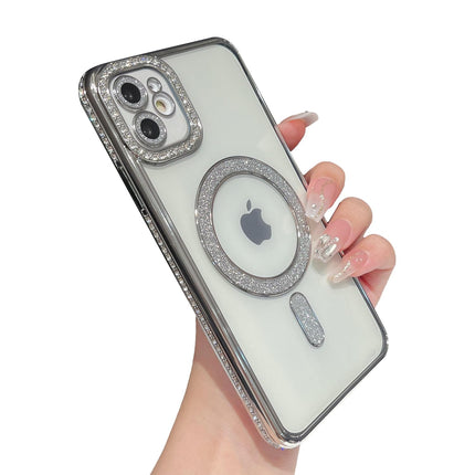 Case Compatible with iPhone Cute Soft Clear Rhinestone Diamond Glitter Cover Women & Girls Compatible with MagSaf Camera Lens Protection