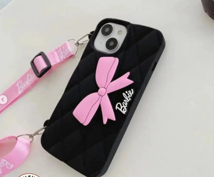 Case Creation Trendy Premium Fancy Cute Barbie Bow Case For iPhone Handbag Purse Case With Strap,Wallet Phone Chain Cover | Fashion iPhone