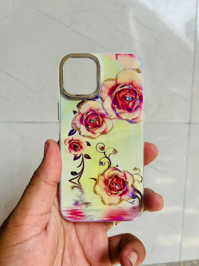 Apple iPhone 12/13 Mini PEEPERLY Back Cover Oil Painting Rhinestone Bloom Case  (Purple, Shock Proof, Pack of: 1)