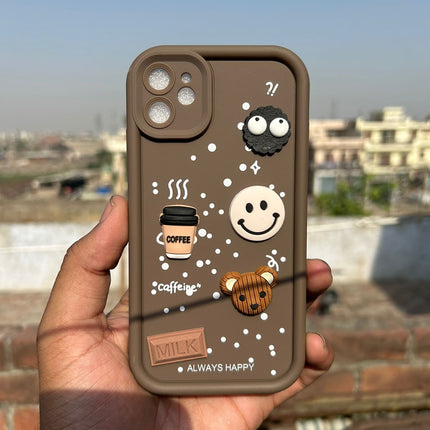 Humpy Case Cute 3D Bear Coffee Phone Case For iPhone  Soft Shockproof Protective Cover