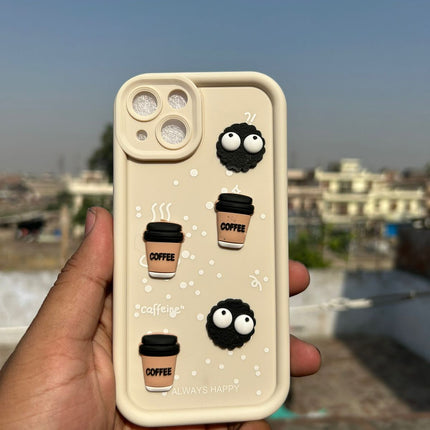 Humpy Case Cute 3D Bear Coffee Phone Case For iPhone  Soft Shockproof Protective Cover