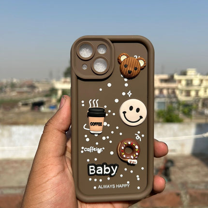 Humpy Case Cute 3D Bear Coffee Phone Case For iPhone  Soft Shockproof Protective Cover