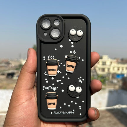 Humpy Case Cute 3D Bear Coffee Phone Case For iPhone  Soft Shockproof Protective Cover