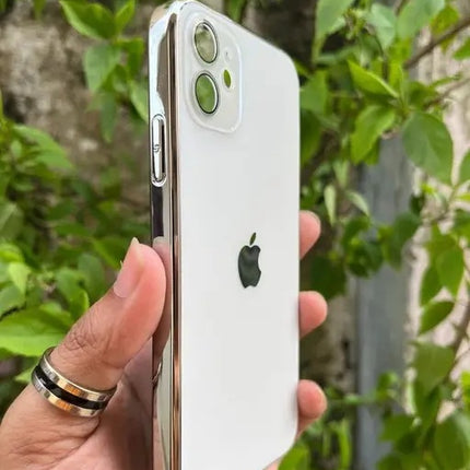 Glass Case with Electroplated Chrome Finish Edges for iPhone Series