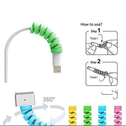 Charger Cable Protector Data Cable Saver Charging Cord Protective Cable Cover - (pack of 4) Multi Color